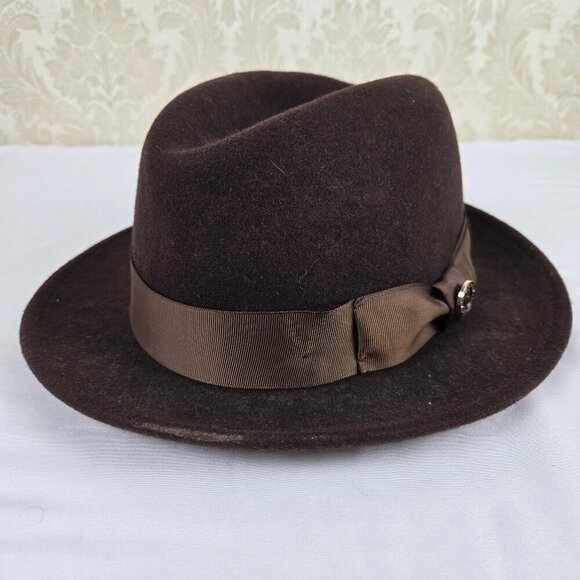 Bruno Capelo Luxury Headware Size Large Brown Fedora Hat Australian Wool Chicago - Picture 2 of 12